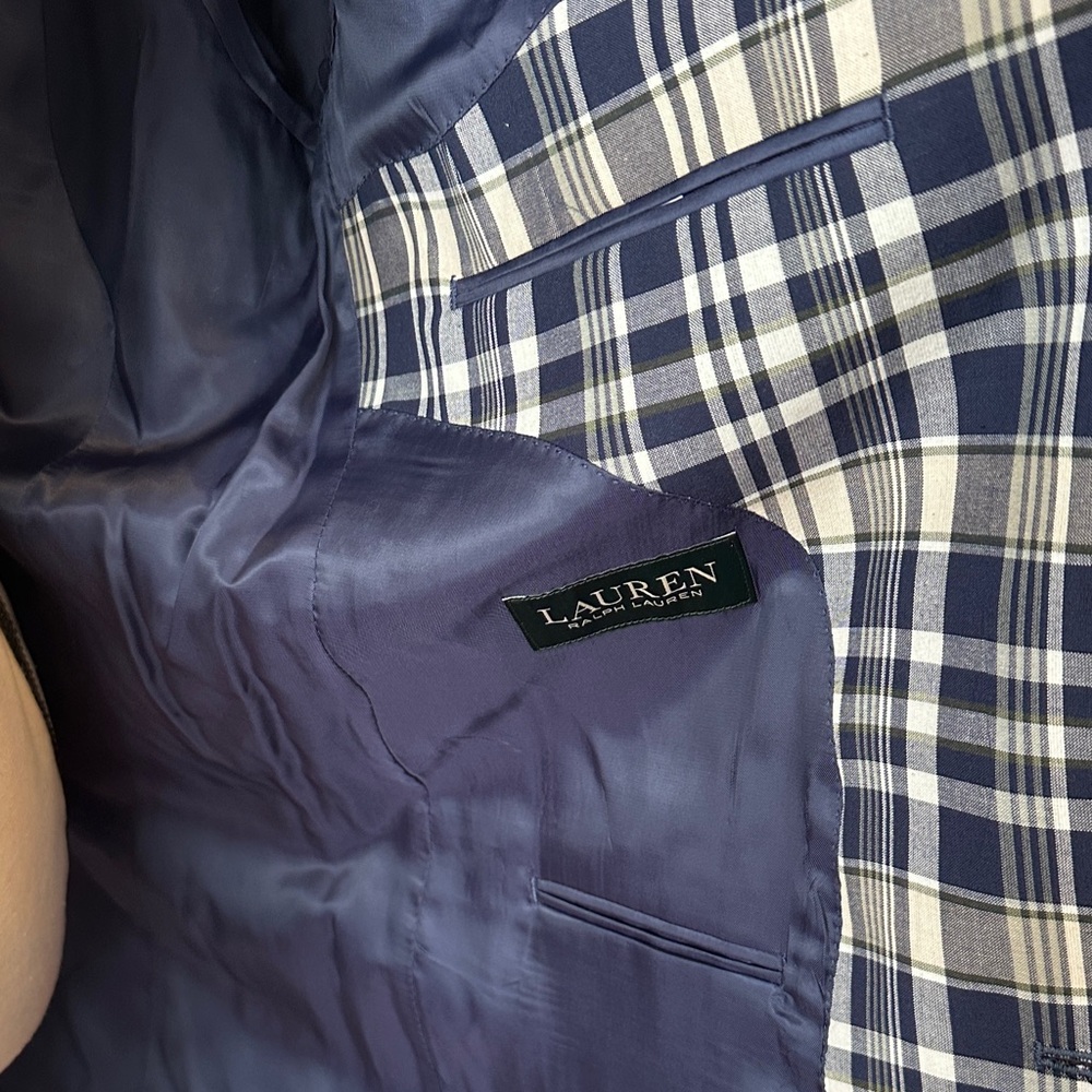 Ralph Lauren Navy and White Plaid Blazer - Picture 3 of 4